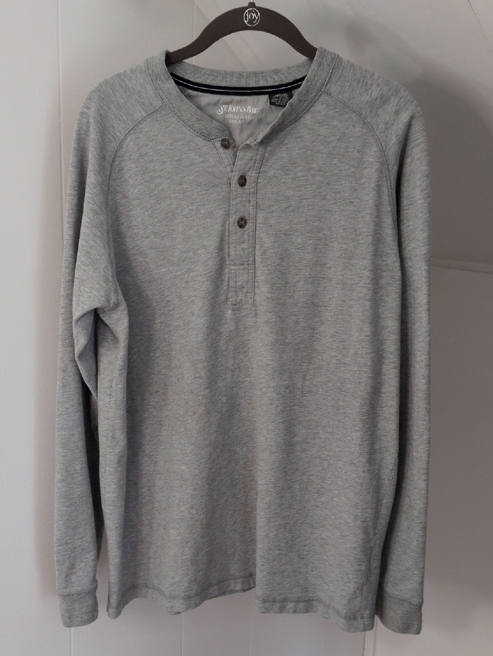 St. John's Bay Men's Long-Sleeve Henley in Light Gray